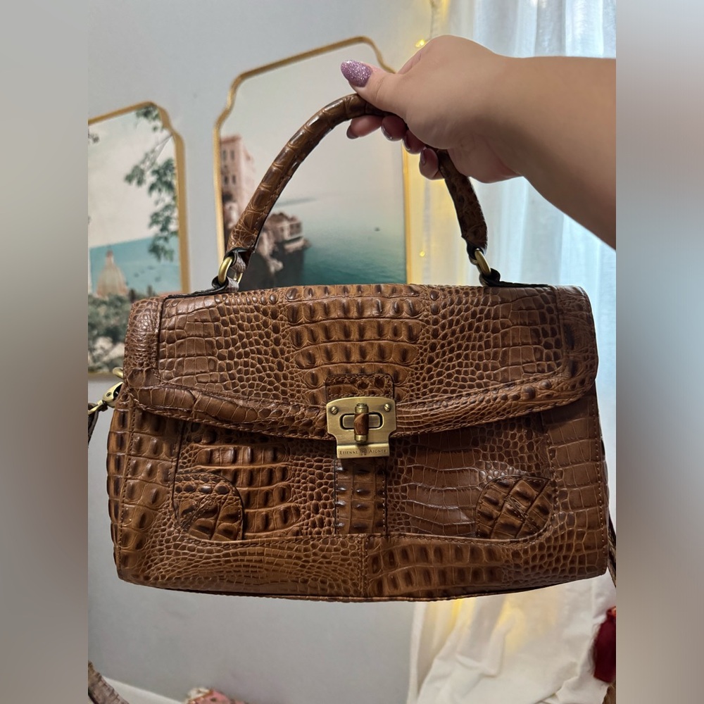 Etienne Aigner Geneva Crocodile Flap Satchel